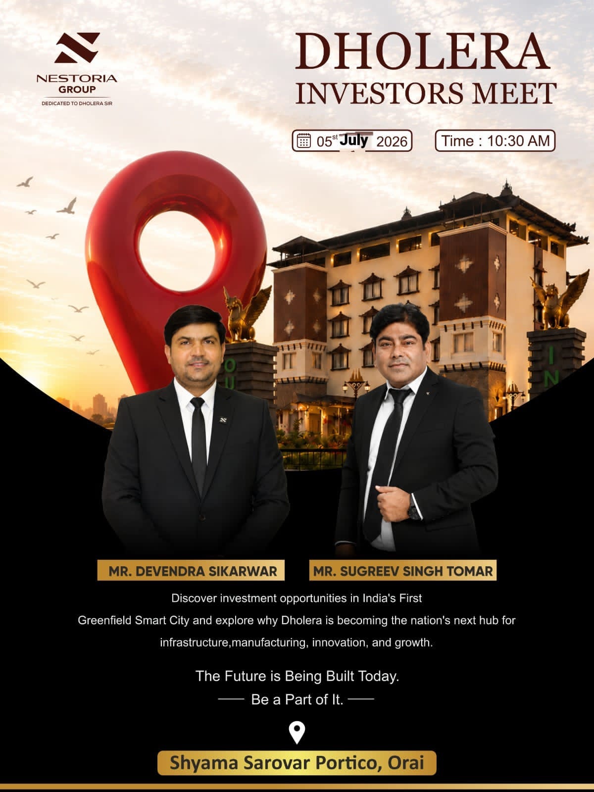 उरई, जालौन। भारत के प्रथम ग्रीनफील्ड स्मार्ट एवं औद्योगिक शहर धोलेरा स्पेशल इन्वेस्टमेंट रीजन (Dholera SIR) में निवेश के अवसरों को लेकर “धोलेरा SIR इन्वेस्टमेंट