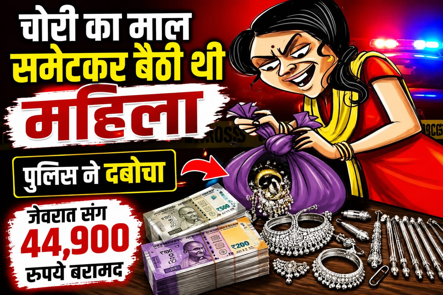 जौनपुर।* गौराबादशाहपुर थाना पुलिस ने चोरी के एक मामले में वांछित महिला को गिरफ्तार कर उसके कब्जे से चोरी के जेवरात और 44,900 रुपये नकद बरामद किए हैं। पुलिस ने ब