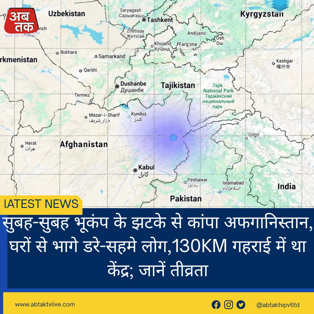 सुबह-सुबह भूकंप के झटके से कांपा अफगानिस्तान, घरों से भागे डरे-सहमे लोग,130KM गहराई में था केंद्र; जानें तीव्रता